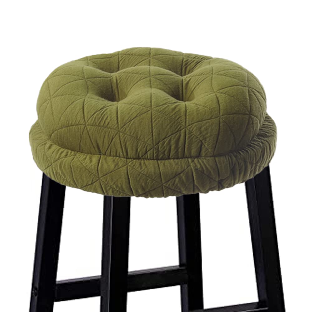 Buyue Seat Cushion For Round Bar Stool, Dia.13 Luxury Fashion Jacquard With Anti-Skid Silicone Bar Stool Cushion Padded (Green,