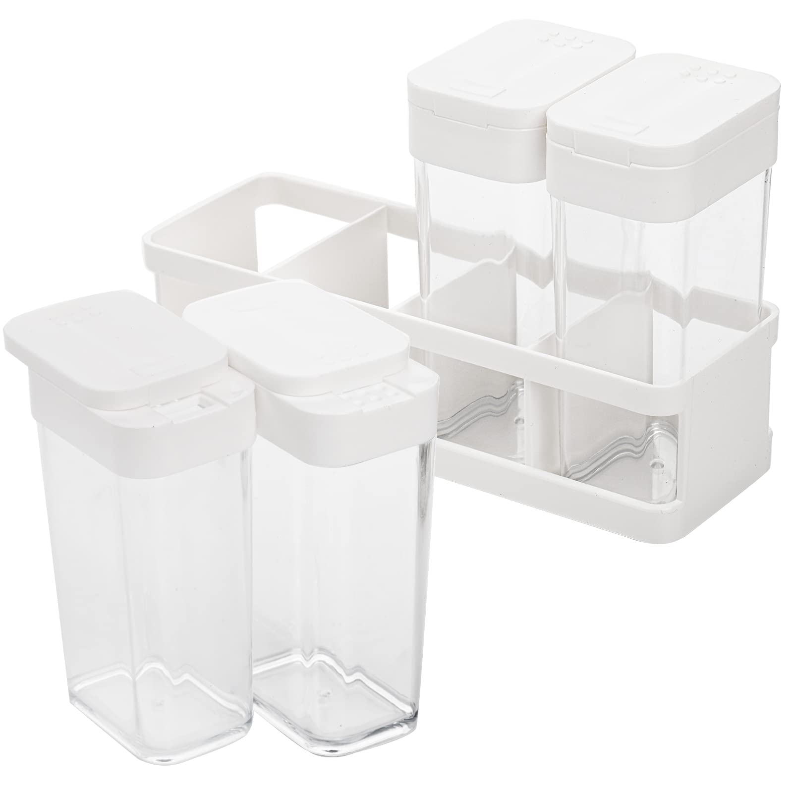 ZOOFOX 12 Pieces Spice Shaker Jars, Plastic Seasoning Shaker Box Set with Lid, Transparent Barbecue Storage Containers Spice Rac