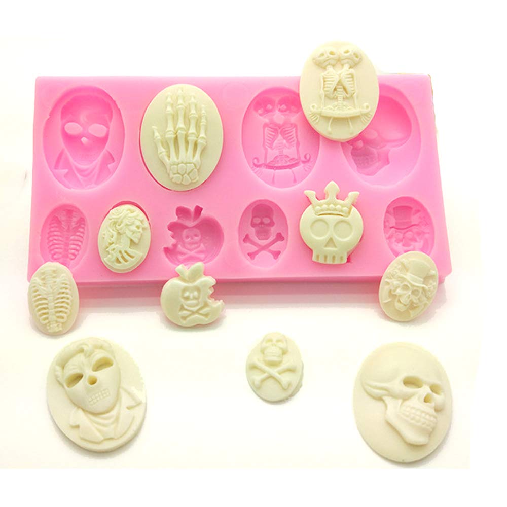Foyara Halloween Skull Skeleton Fondant Silicone Cake Decoration Mould Chocolate Mould Sugar Icing Gumpaste Kitchen Diy Baking T