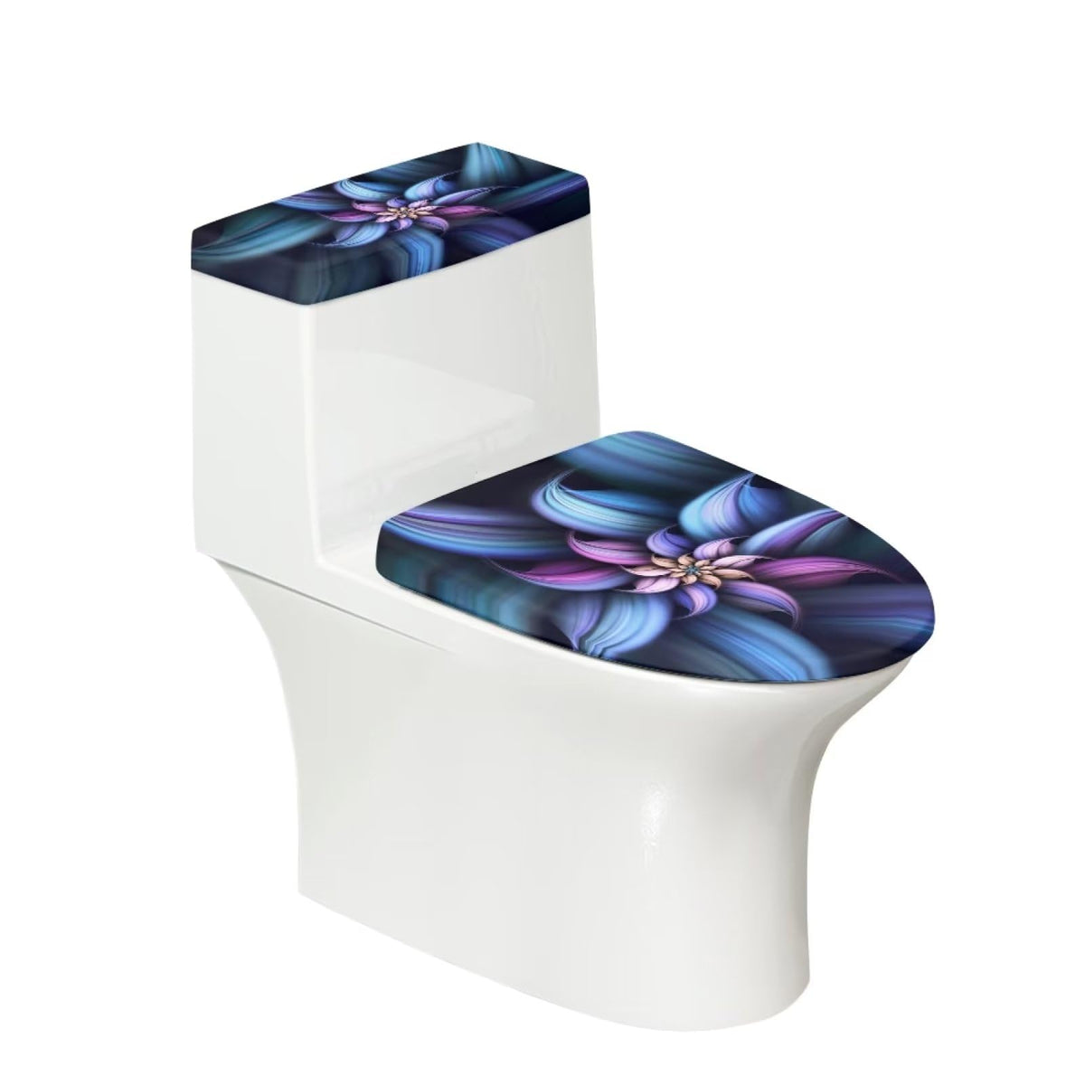 Kuiforti Abstract Flowers Toilet Lid Cover Set Of 2,Art Floral Print Toilet Lid Seat Cover Fabric Set,Novelty Gifts Fits Most Ro
