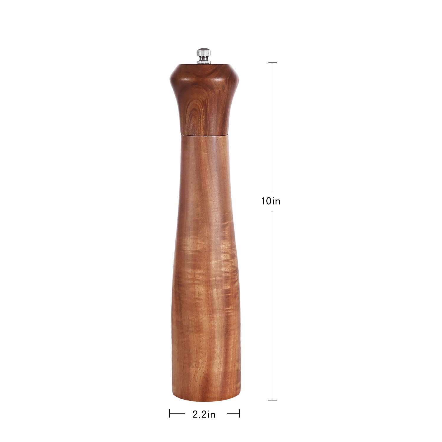 KKC HOME ACCENTS Wooden Salt and Pepper Shakers Wooden Salt and Pepper Grinder Mill Set Refillable Acacia Wood  10 Inch
