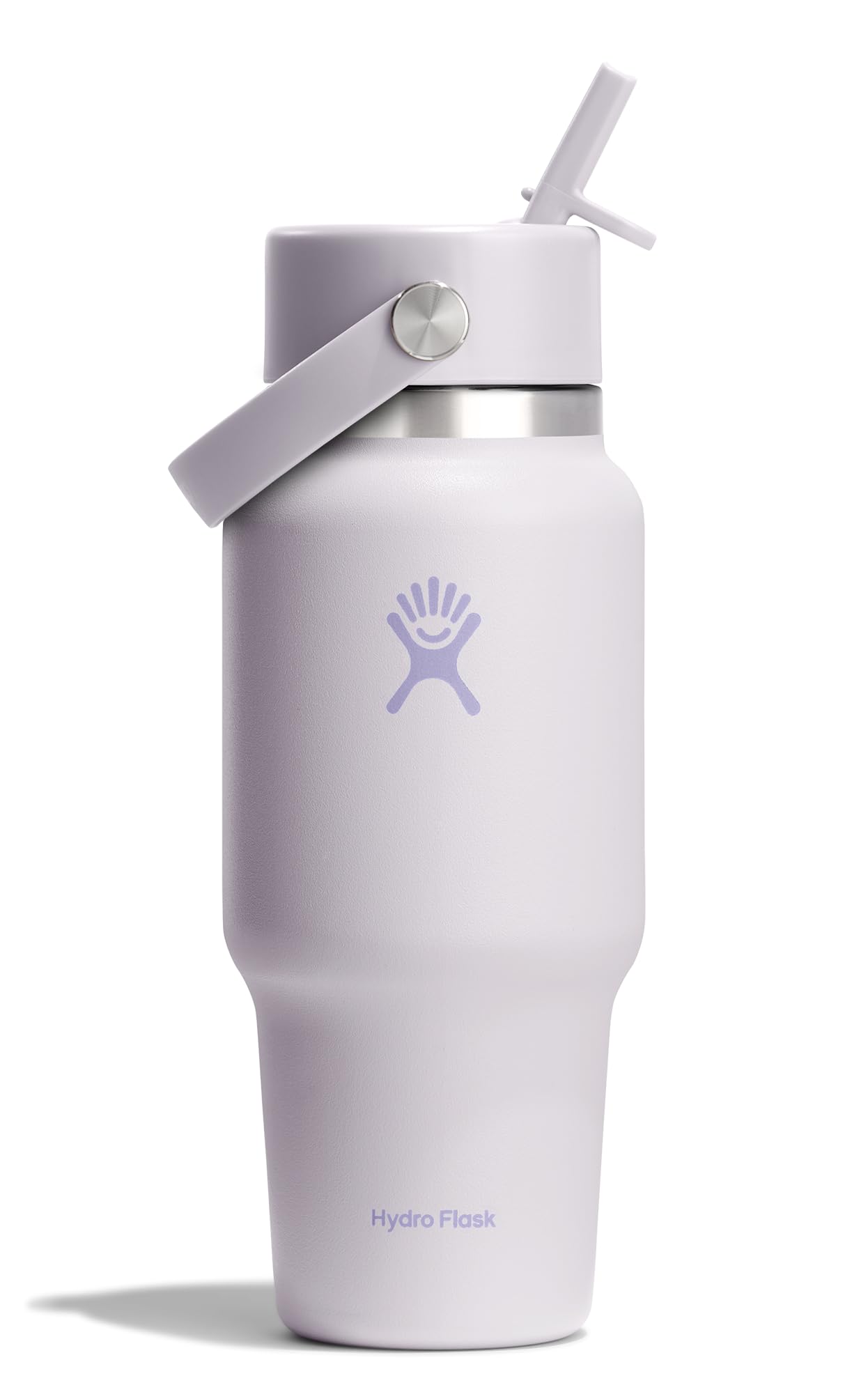 Hydro Flask Travel Water Bottle - Insulated Stainless Steel - Wide Straw Lid, Non Spill, Leakproof in 24 Oz Cloud Pink