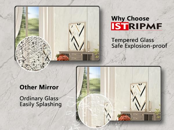 Istripmf 72X36 Inch Black Mirror For Bathroom,Black Metal Frame Vanity Mirror For Wall,Large Rounded Corner Rectangle Matte Blac