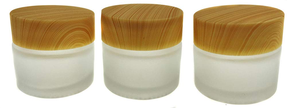 Happyupcity 3 Pcs 10G Translucent Frosted Glass Empty Refillable Cosmetic Cream Bottle With Screw Lid And Liner Balm Lotion Stor