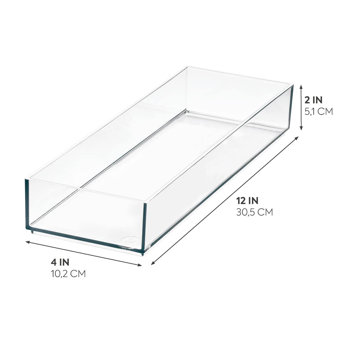 Idesign The Sarah Tanno Collection Plastic Cosmetic Drawer Organizer, 4'' X 12'' X 2'', Clear