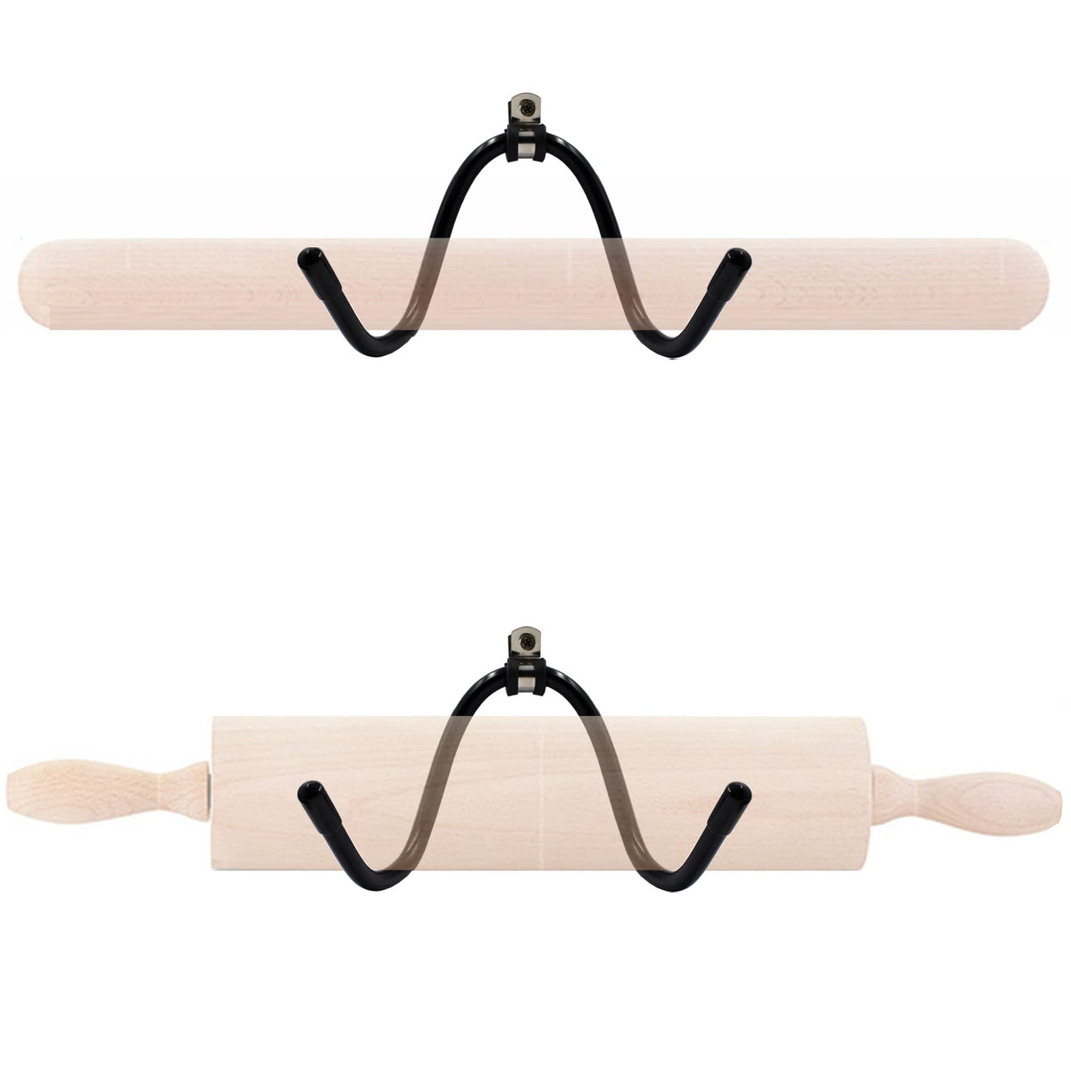Yyst Rolling Pin Holder Rolling Pin Display Rack Rolling Pin Storage - Hardware Included -W Style (2)
