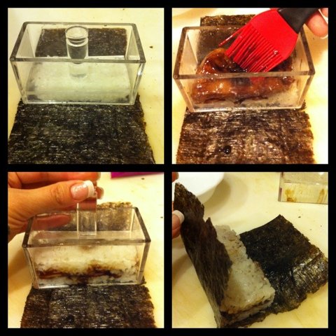 Premium Blue Round Rod Handle Single Acrylic Press Musubi Non Stick Sushi Maker