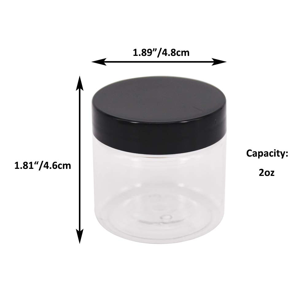 Zmybcpack 48 Pack 2 Oz(55Ml) Round Clear Plastic Slime Jars With Lids, Labels, 2 Pens, Pet Containers, Storage Jars, Travel Jars
