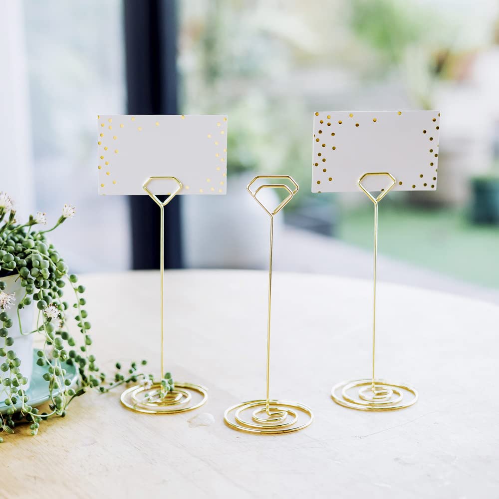 Wettin 12Pcs Unique Table Number Holders With 14Pcs Place Cards, Place Card Holder, Table Card Holder, Table Number Stands, Pict