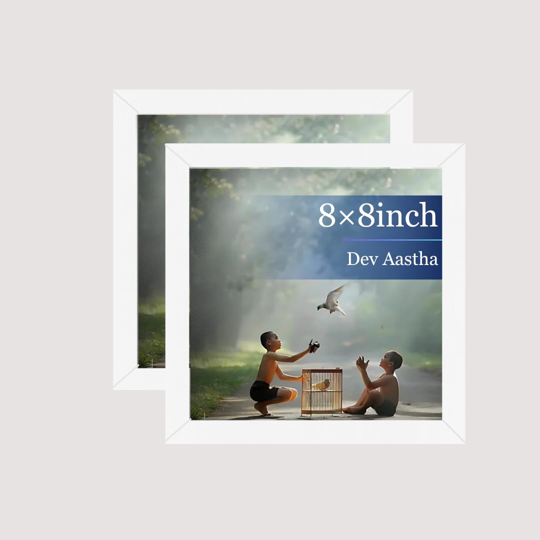 Dev Aastha White 8X8 Inch Square Photo Frame For Wall Dcor | Stylish Plexi Glass Frame For Home & Office | Perfect For Memories 