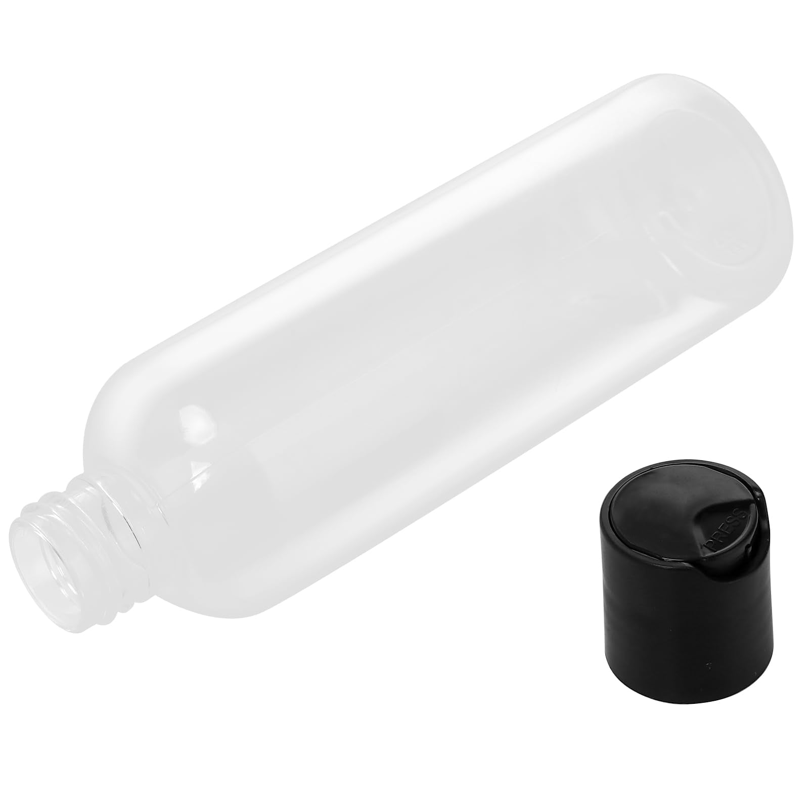 60 PCS 4oz Clear Plastic Empty Bottles, Squeezable Travel Containers with Black Disc Cap, Refillable Empty Lotion Bottles for Sh