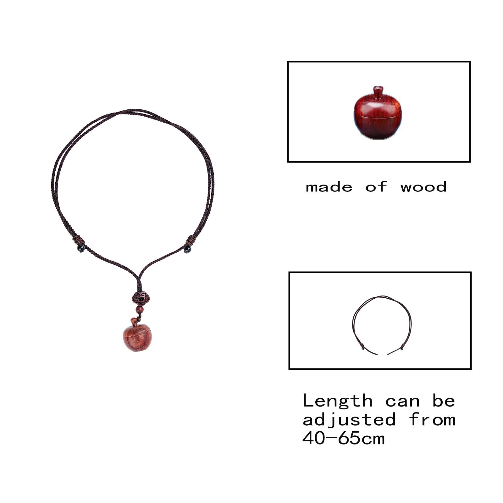 Small Wooden Ashes Pendant - Cremation Jewelry for Ashes, Memorial Urn Necklace for Men & Women, Adjustable Ash Pendant Keepsake