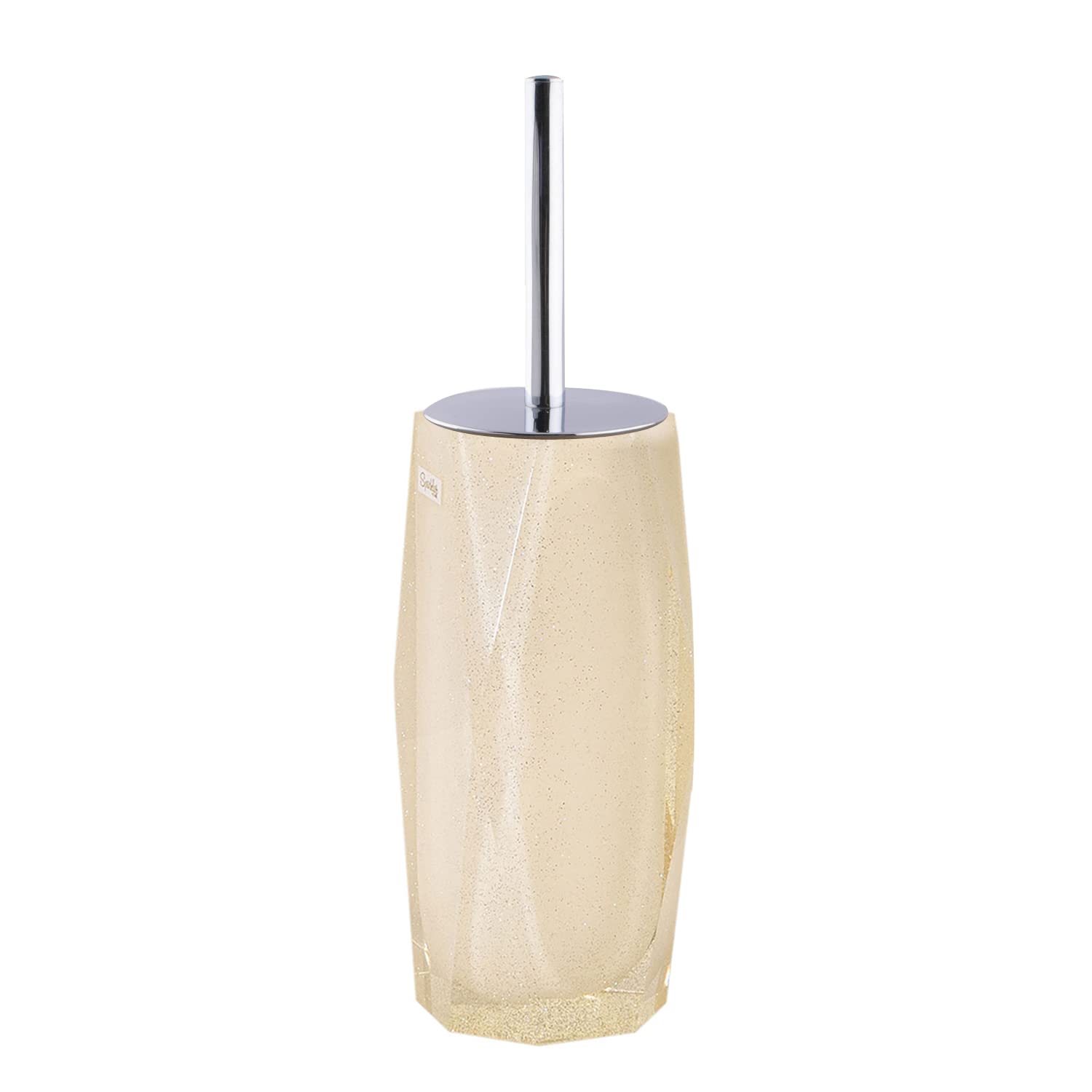 Faceted Toilet Brush, Durable Resin, Discreet Design, Stainless Steel Handle, For Stylish Bathroom Decor, Bronze, 4X16, Sold Ind