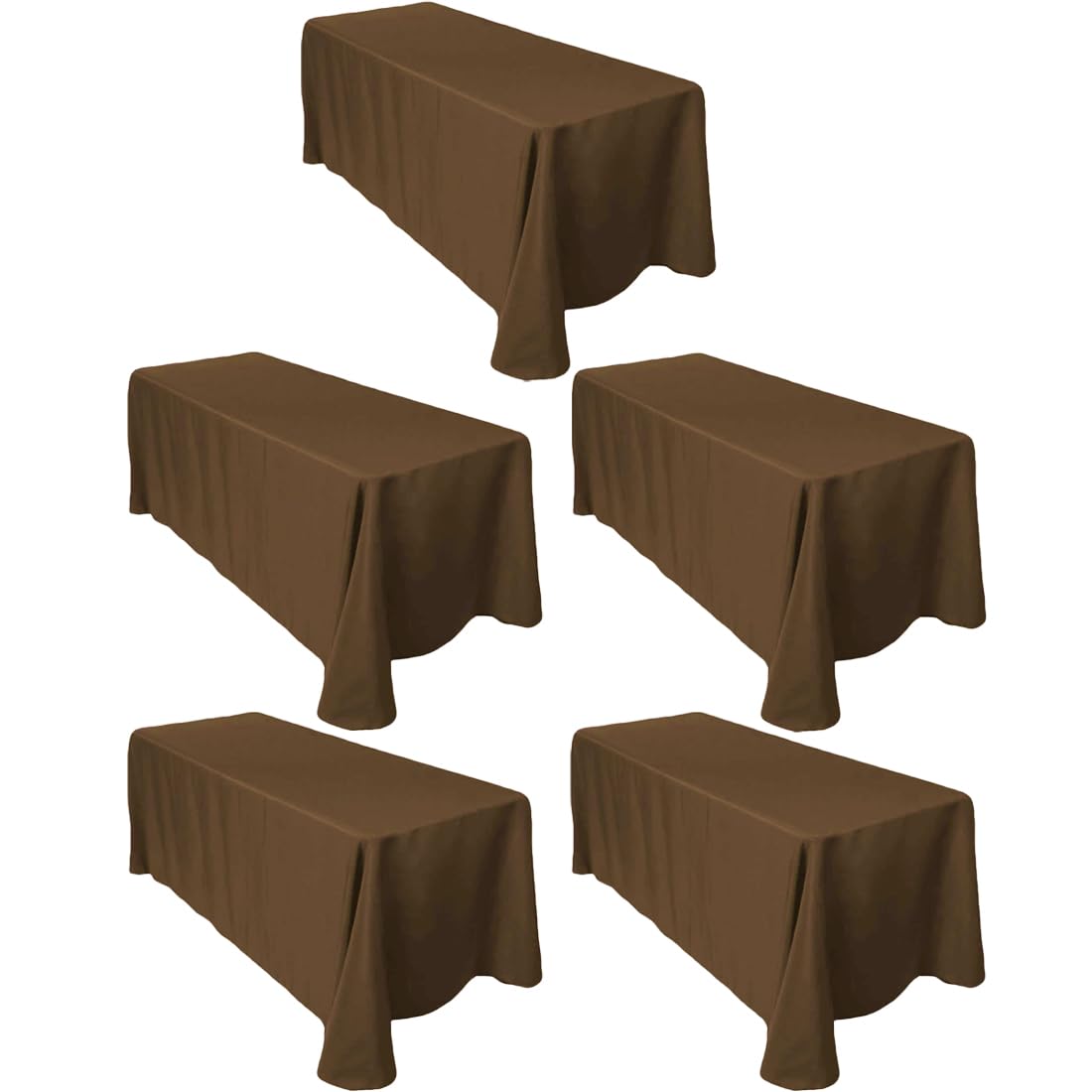 Ltc Linens 5-Pack Rectangular Tablecloths 90 In X 132 In With Rounded Corners - Chocolate Table Cloths For 6 Ft Rectangle Tables