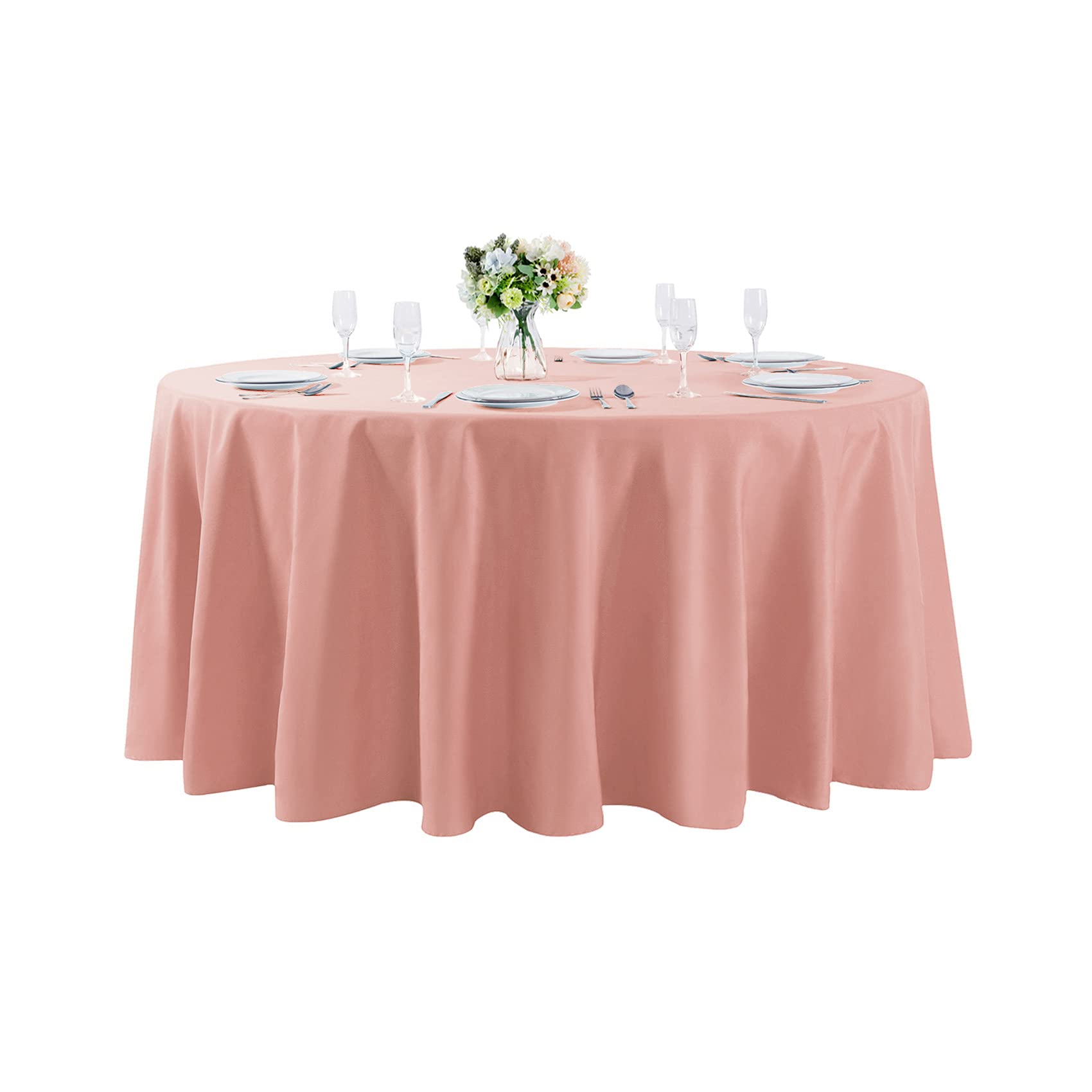 132 Inch Round Tablecloth Washable Polyester Table Cloth Decorative Table Cover For Wedding Party Dining Banquet(132 Inch, Dusty