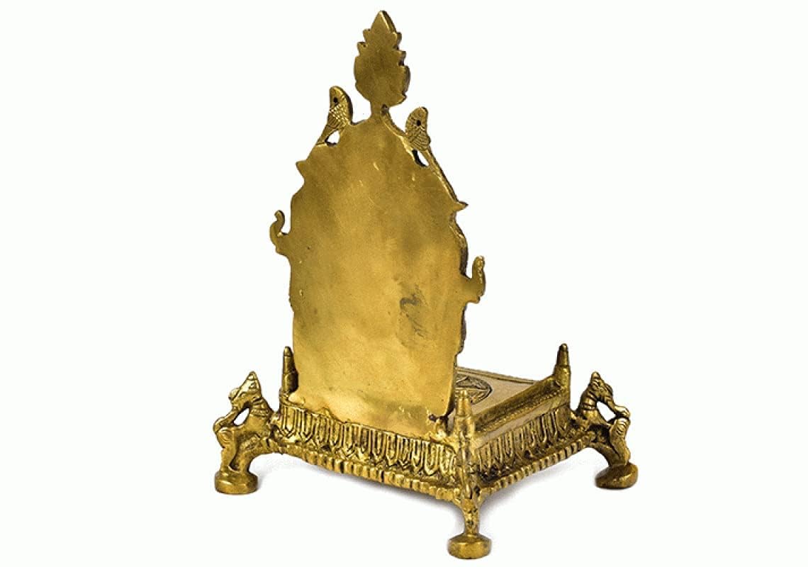 Aona Handcrafted God Singhasan Temple Krishna Laddu Gopal Kanha Laxmi Ganesh Brass Pooja Chowki Singhasan (Throne) Chowki In Bra