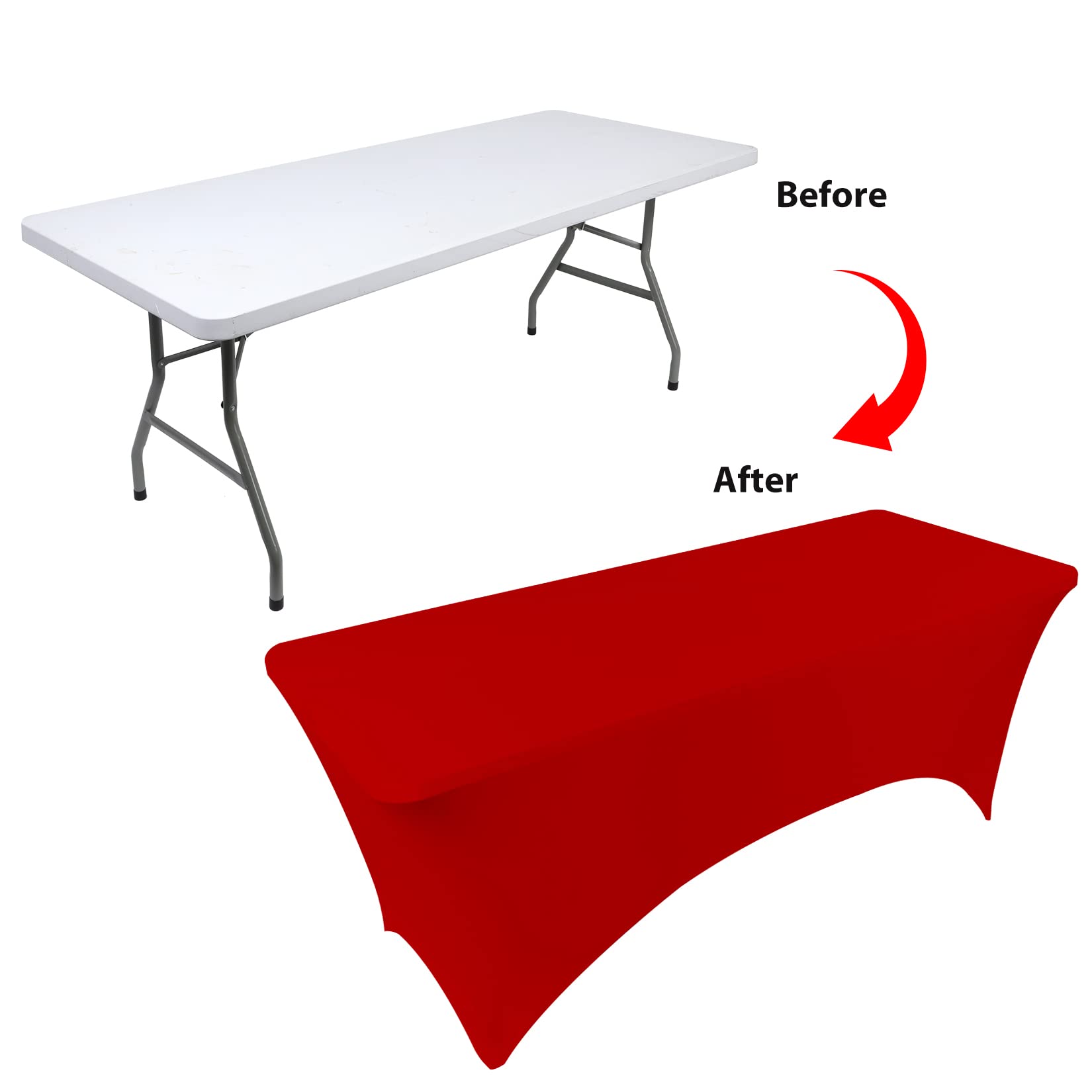 Bddc Table Covers For 4 Foot Tables, Spandex Table Covers 4Ft, Red Table Cloths Rectangle 4Ft For Events, Wedding, Banquets & Pa