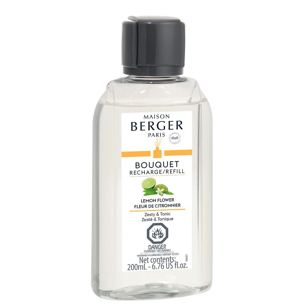 MAISON BERGER Lemon Flower - Fragrance Refill for Reed Sticks and Ceramic Diffuser - 6.76 Fluid Ounces - 200 Milliliters