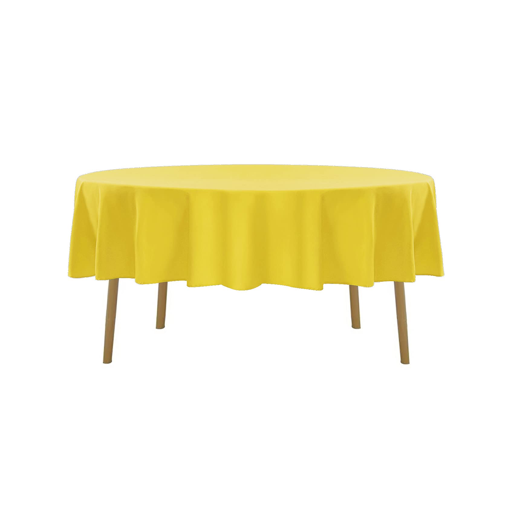 60 Inch Round Tablecloth Washable Polyester Table Cloth Decorative Table Cover For Wedding Party Dining Banquet(60 Inch,Yellow)