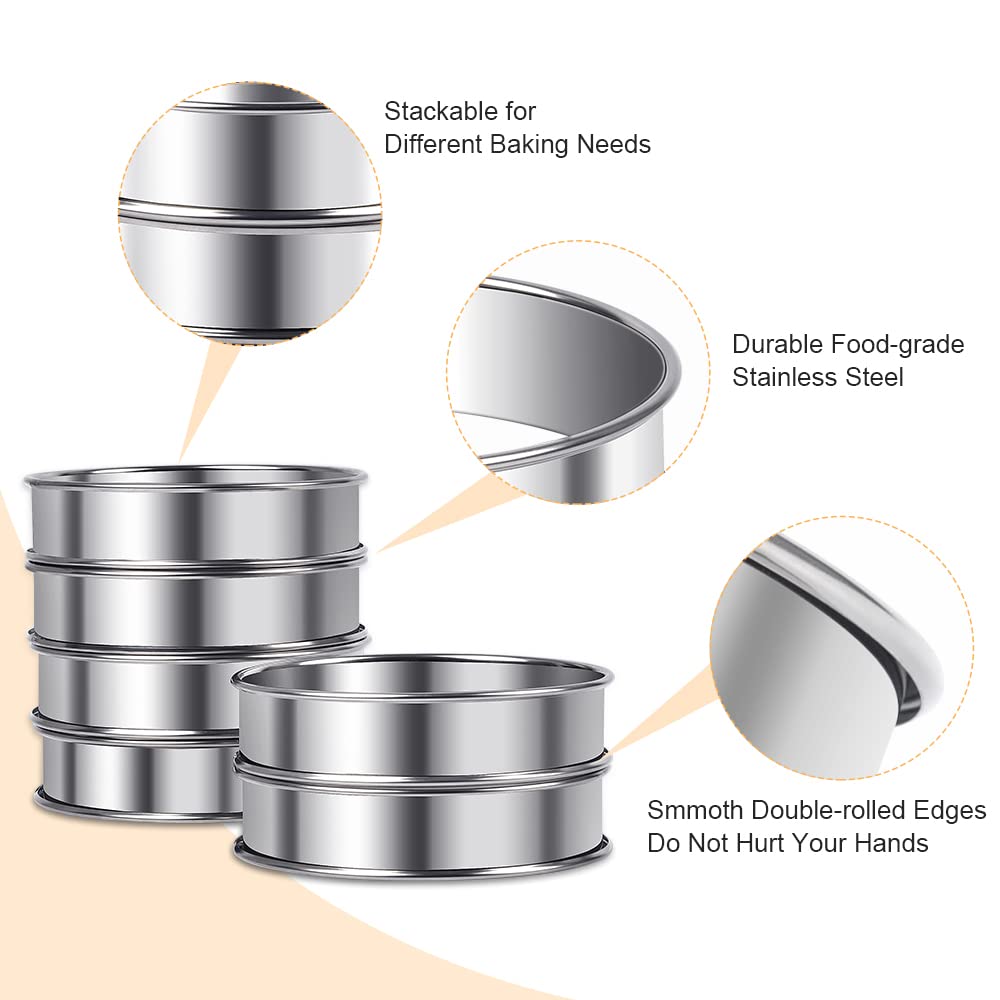 Arritz 3.15Inch English Muffin Rings, 6Pcs Double Rolled Stainless Steel Rings Molds For Cooking English Muffin