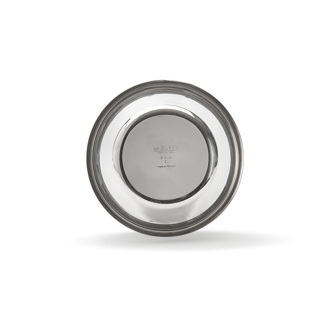 De Buyer Stainless Steel Mixing Bowl With Flat Bottom - 8   , 2 Qt - Mix, Stir, Whip, Mash, Whisk & Combine - Dishwasher Safe -