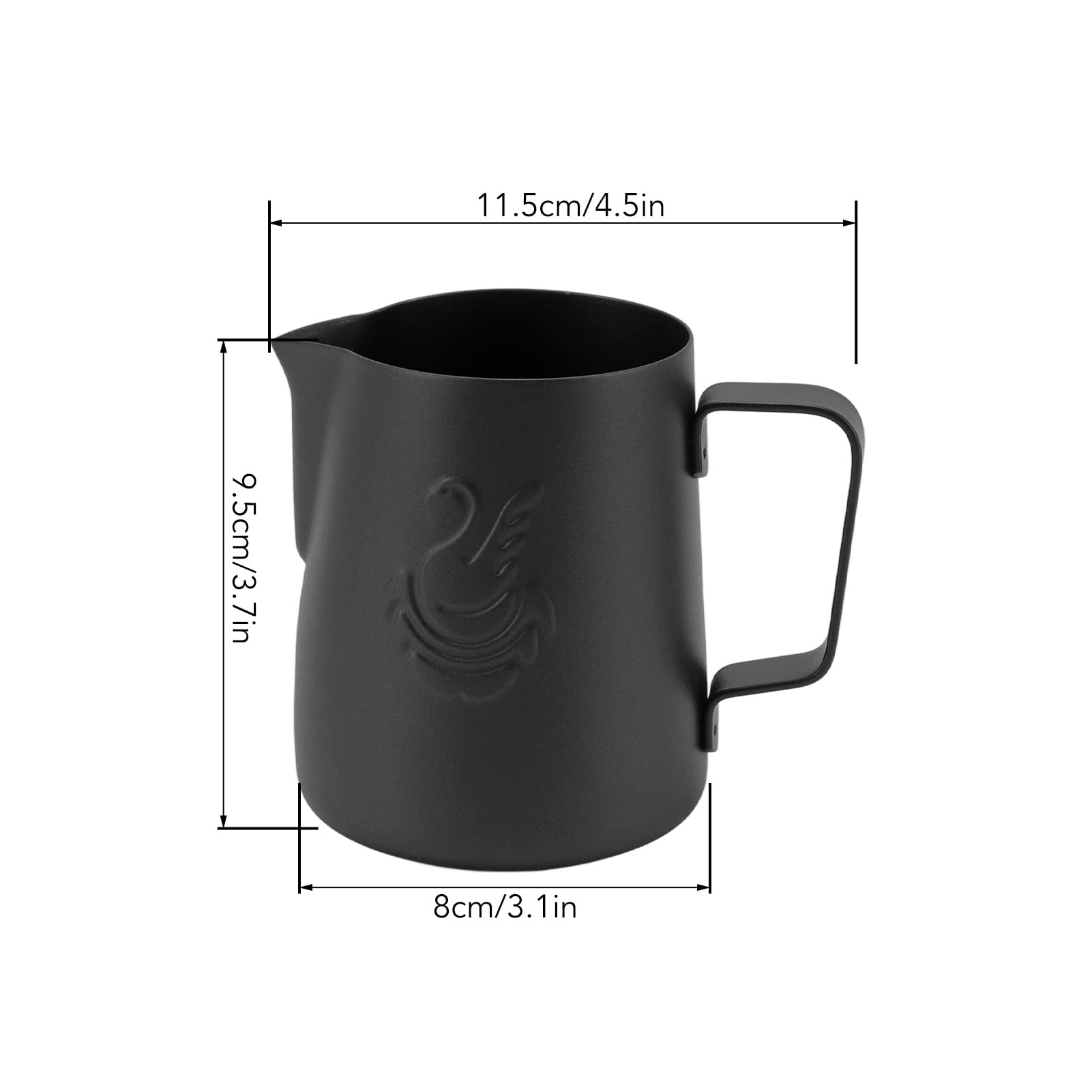 Chiciris Milk Frothing Pitcher, 14Oz Stainless Steel Steaming Pitcher Milk Frother Cup With Swan Print For Cappuccino Latte Coff