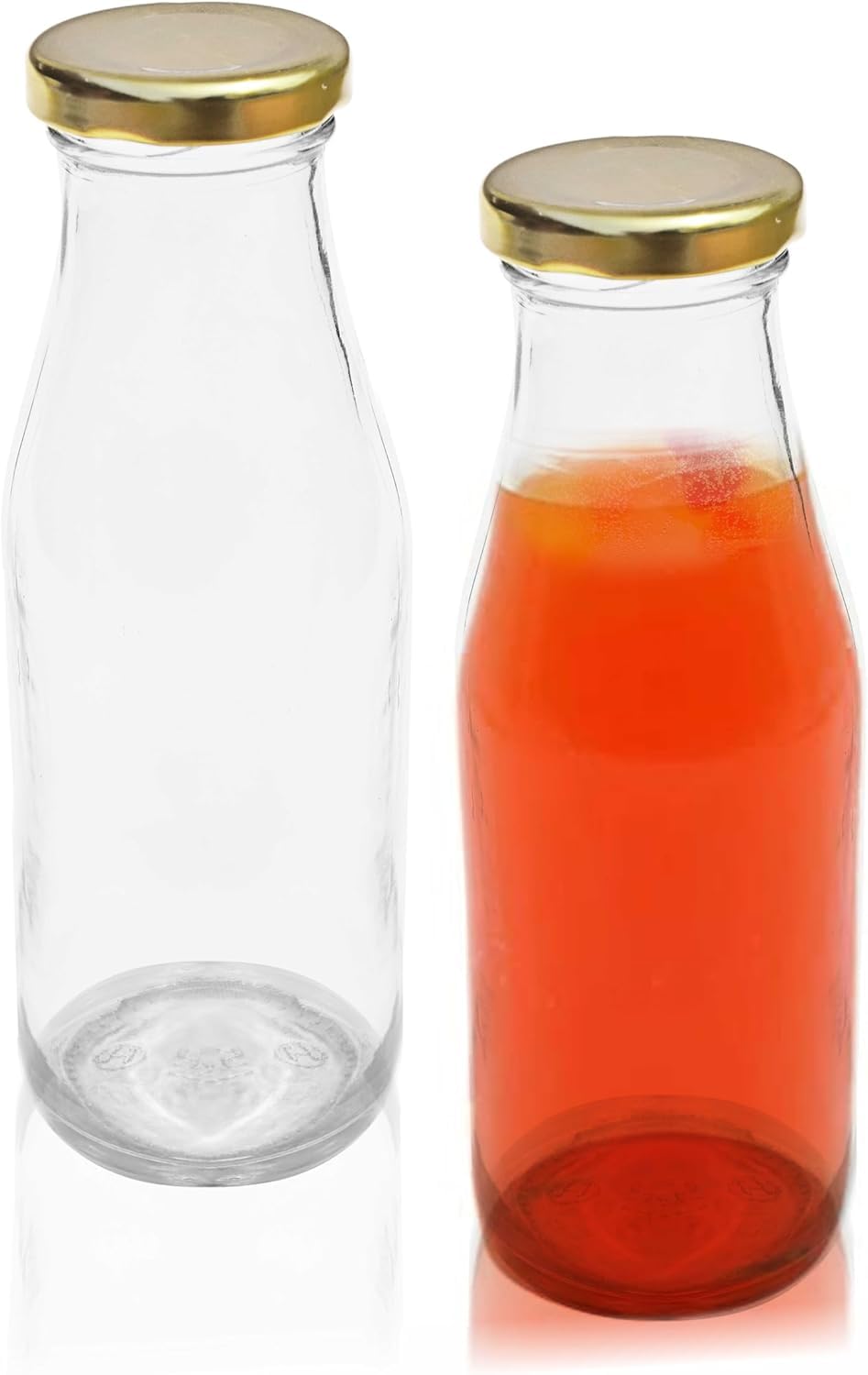 Pure Source India Milk, Water And Juice Glass Bottle Freezer Safe, With Air Tight & Leak Proof Cap (Transparent; 500 Ml) Set Of 
