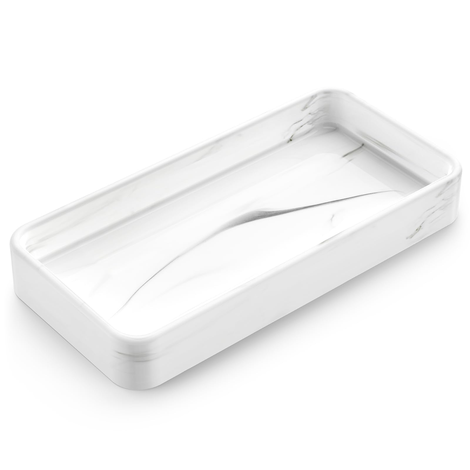 Gurygo 8'' Ceramic Bathroom Vanity Tray For Kitchen Counter - Kitchen Soap Tray - Rectangular Vanity Tray For Bathroom - Porcela