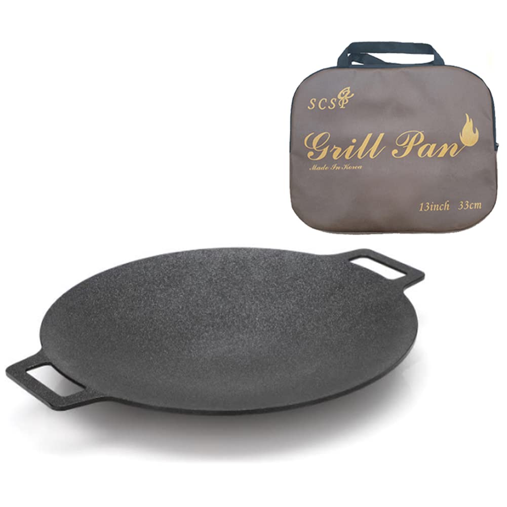 Scsp - Korean Bbq Grill Non-Stick Grill Circular Size 13 Inches[Bag Included] Made In Korea/Natural Material 6 Layer Coating/Can