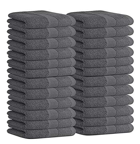 Salon Towels - 50 Pack Grey Hand Towels 100% Cotton Spa Towels - 16x27 inches Highly Absorbable Facial Towels Gym Towels Hair To