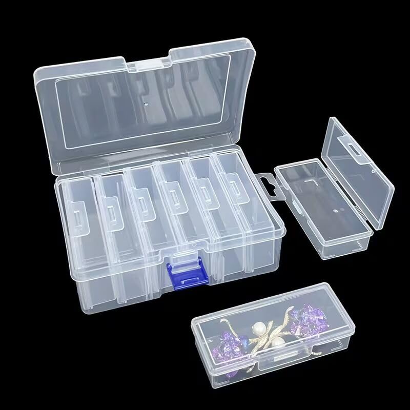 Style Keepers 6 Removable Box Storage Organizer, Clear Plastic Container Case With Secure Lock, Multipurpose Organizer For Beads