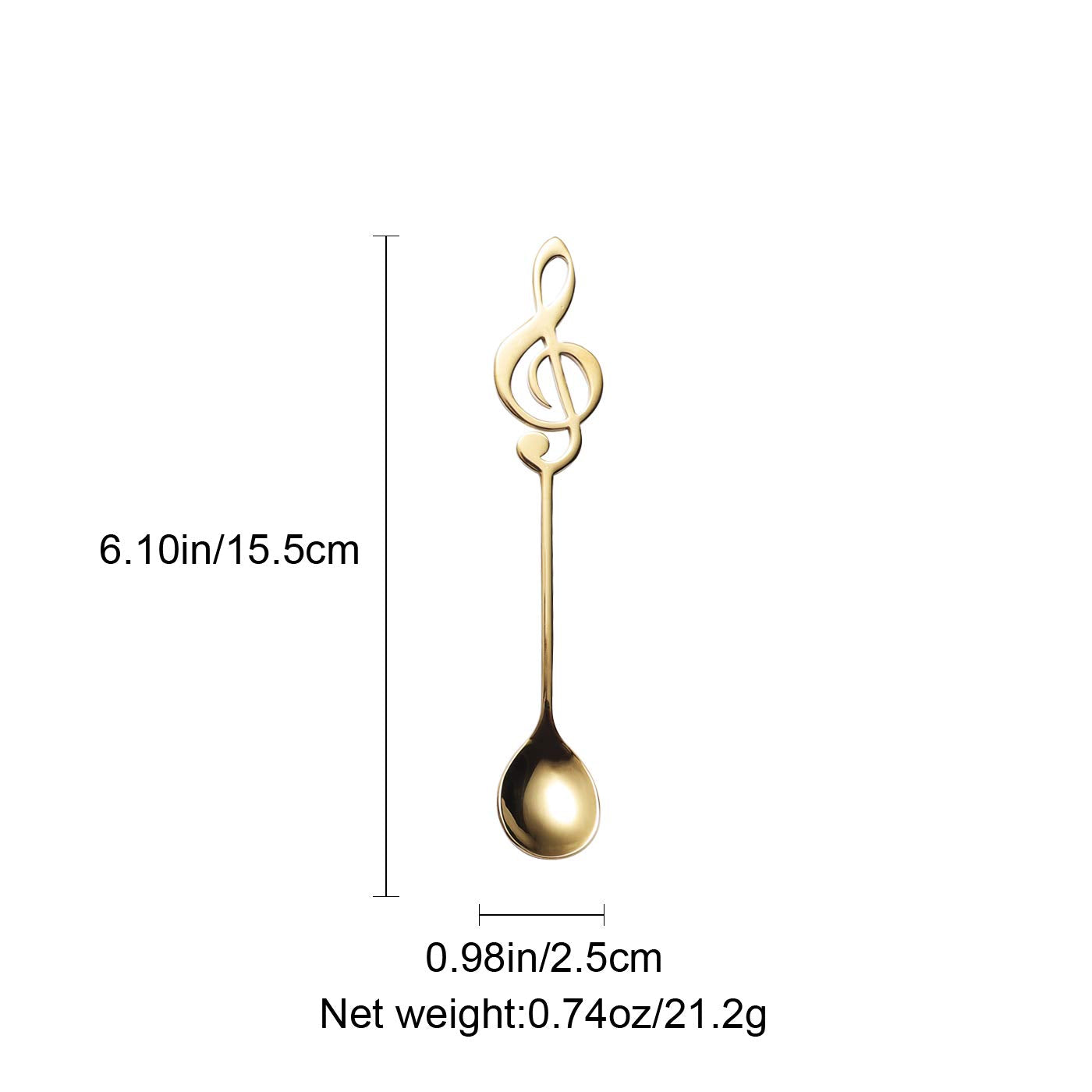 Music Note Spoons 6-Pack Creative Cute Teaspoons 18/10 Stainless Steel Staff Musical Notation Shaped Coffee Spoons By Ironx (Mul