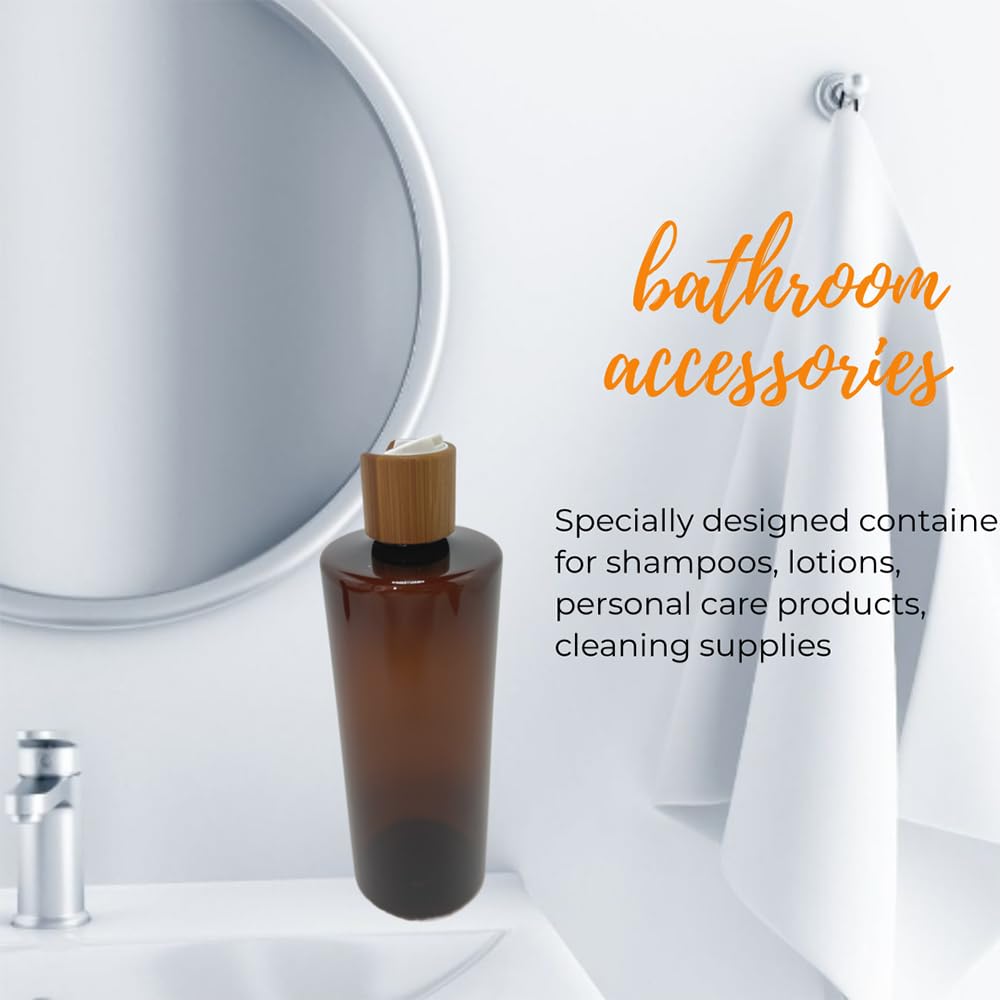 Beeco Gif2U Empty Cosmetic Bottles 16Oz/500Ml With Bamboo Disc Top Flip Cap For Shampoo Lotion Liquid Soap,Cream,Refilable Squee