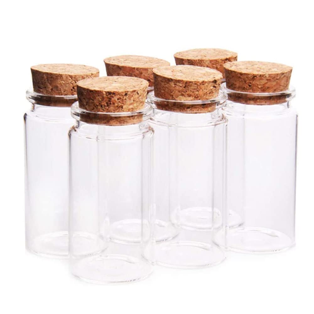 Danmu 100ml Mini Glass Bottles, Mini Bottles, Jars with Wood Cork Stoppers, Wish Bottles, Message Bottles for Wedding Favors, Ba
