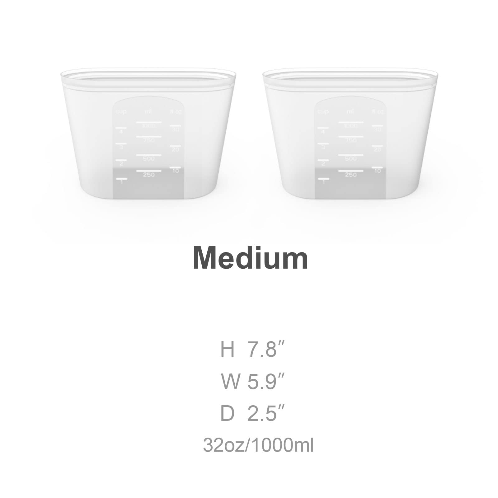 Winrock Reusable Silicone Food Storage Bag, For Microwave, Oven, Fridge, Freezer & Sous Vide Zip Sealed Containers (2 Middle Siz