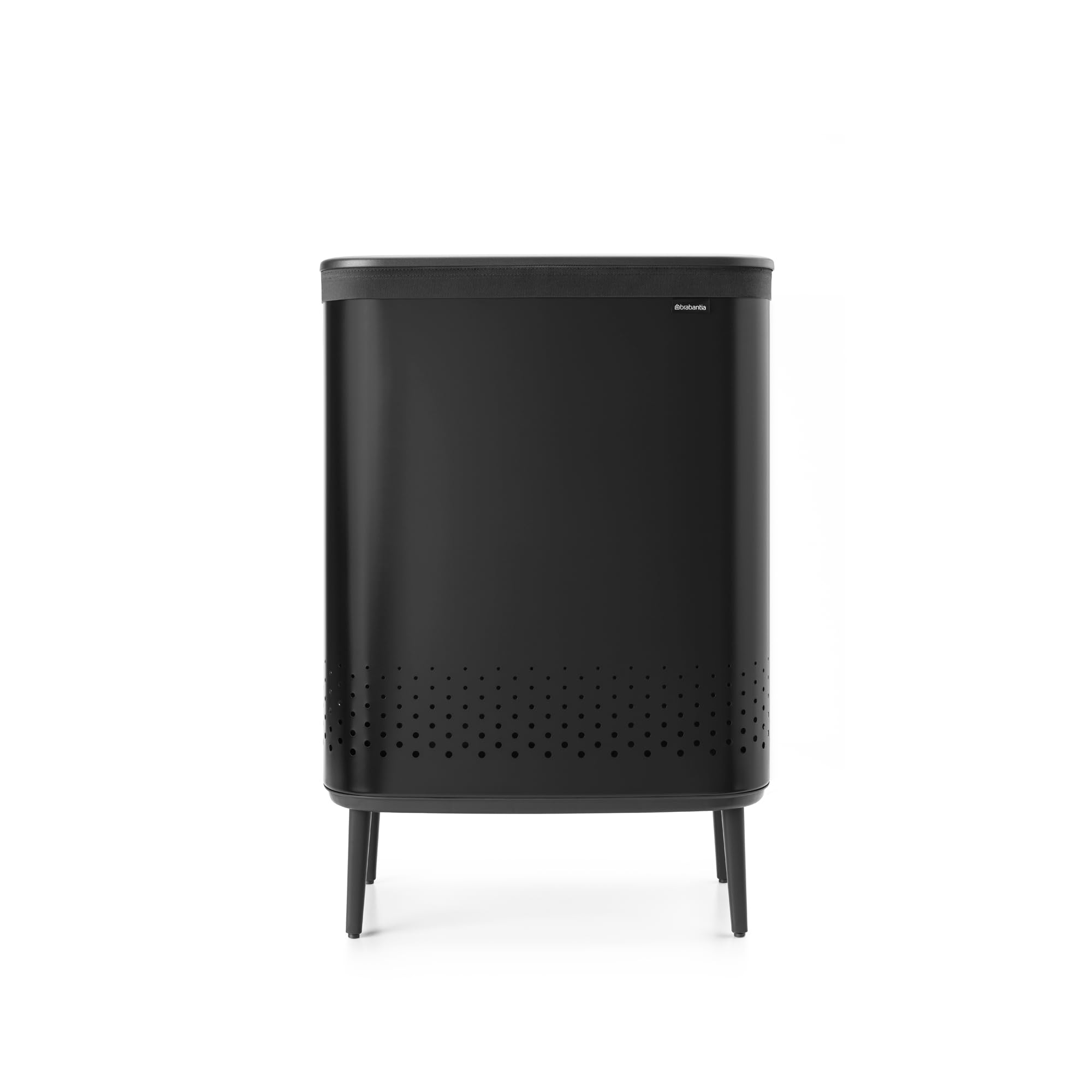 Brabantia Bo Laundry Hamper Hi (Matt Black) 2 Compartment Removable Laundry Bag 2 X 12 Gal, Ventilated Stylish Dirty Clothes Hol