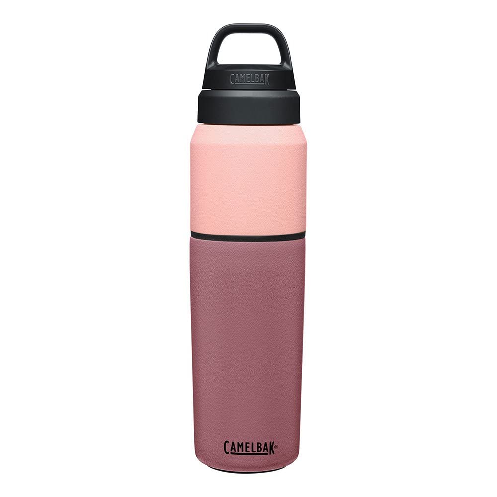 Camelbak Products MultiBev Water Bottle & Travel Cup - Vacuum Insulated Stainless Steel - Terracotta Rose/Camellia Pink - 22oz b