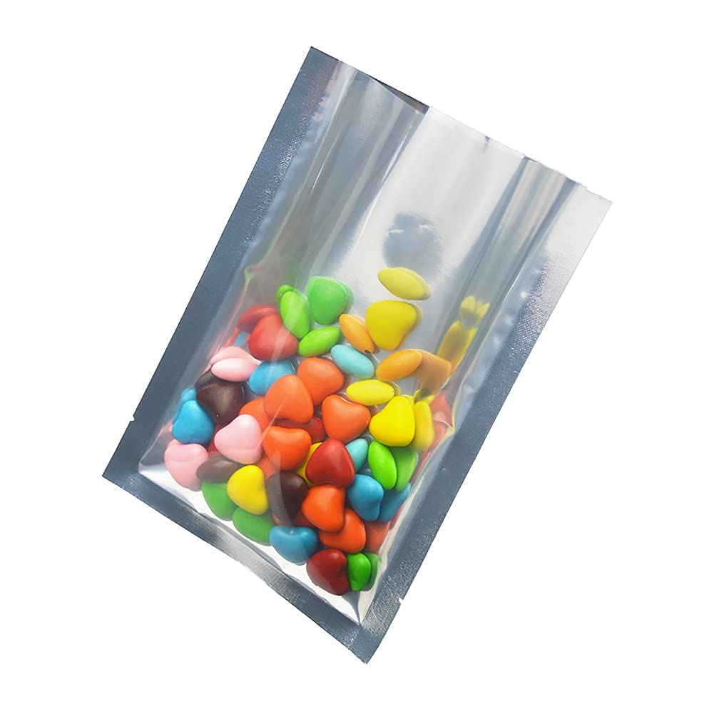 Silver Aluminum Foil Pouch Heat Seal Front Window Plastic Mini Open Top Flat Vacuum Packaging Mylar Bag Food Small Sample Mylar