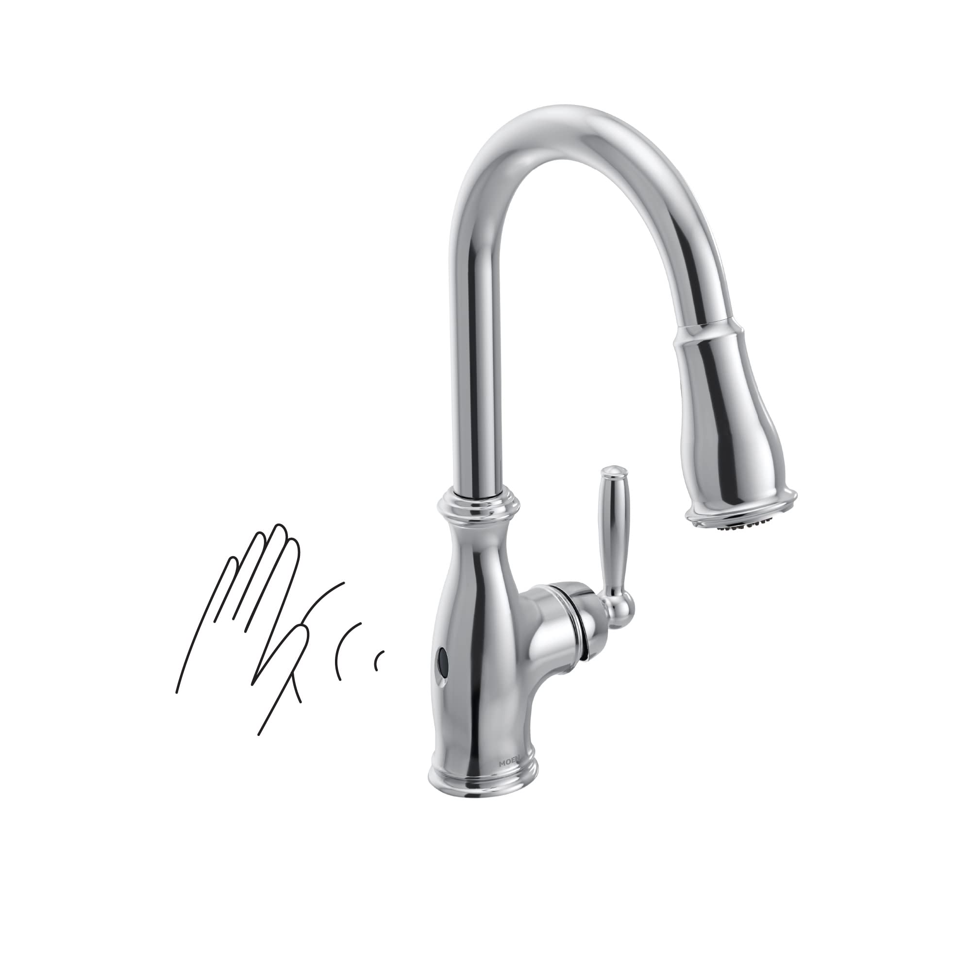 Moen Brantford Motionsense Wave Touchless One-Handle Pulldown Kitchen Faucet Featuring Reflex, Chrome (7185Ewc)