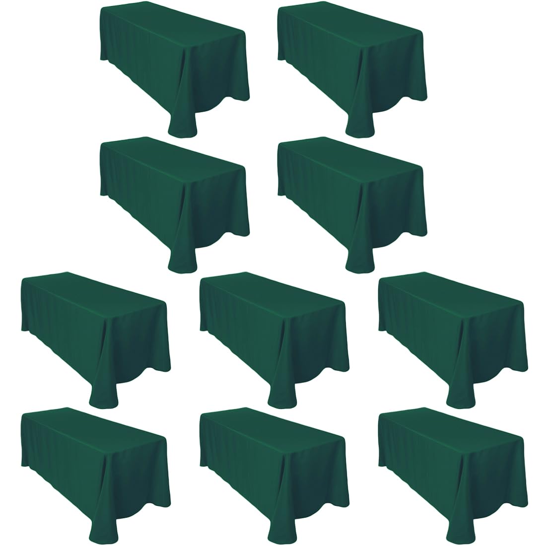 Ltc Linens Bulk 10-Pack Hunter Green Rectangular Tablecloths 90 In X 156 In With Rounded Corners - Table Covers For 8 Ft Table F