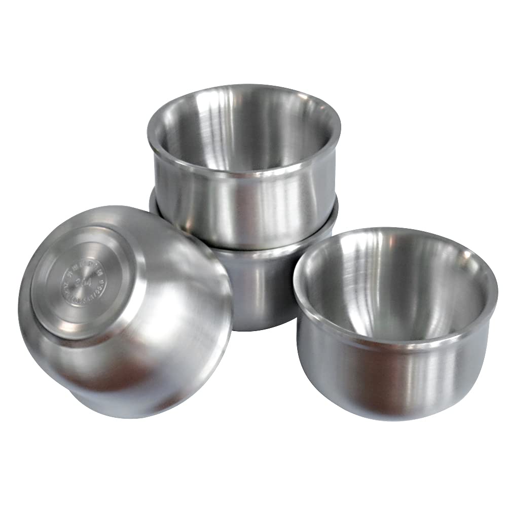 4 Pack 304 Stainless Steel Bowl Sets,10 Oz Capacity Double-Walled Insulated Metal Bowls, Lightweight Unbreakable Dinnerware In K
