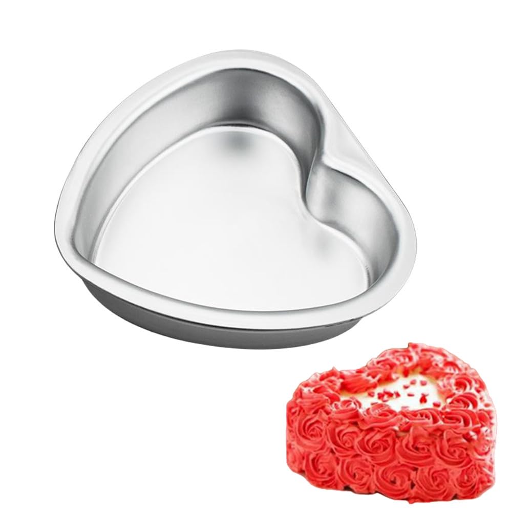 Xzjmy Heart Cake Pan,Aluminum Heart Cake Molds,8Inch Cake Pan,Kids Diy 3D Birthday Cake Pan,Nonstick Baking Tools (Heart)