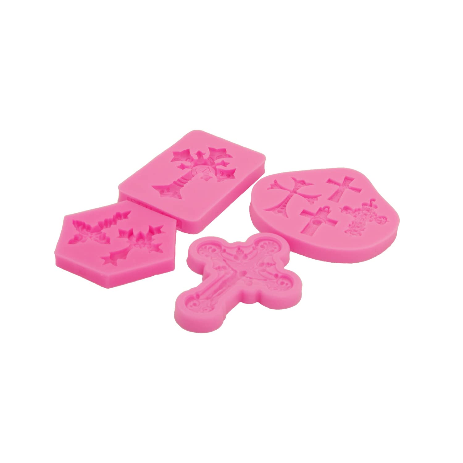 Amztoart Set Of 4 Cake Decorations Cross Mold Cupcake, Silicone Cross Molds For Chocolate Fondant Sugarcraft, Baptism Cake Toppe