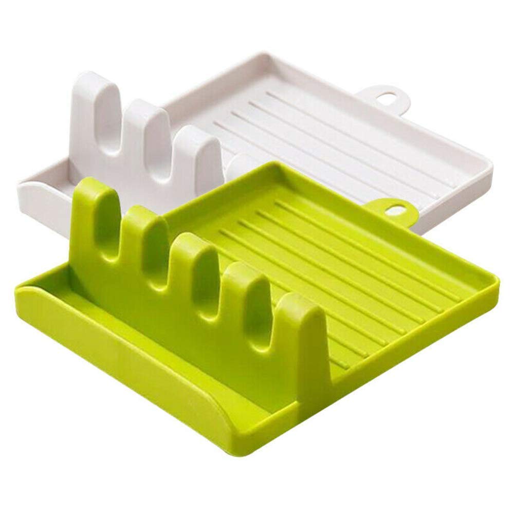 Cyrox Rests Silicone Spoon Spatula Holder Rack | Plastic Spoon Rest Chopsticks Holder NonSlip Spoons Pad Kitchen Utensil (2)