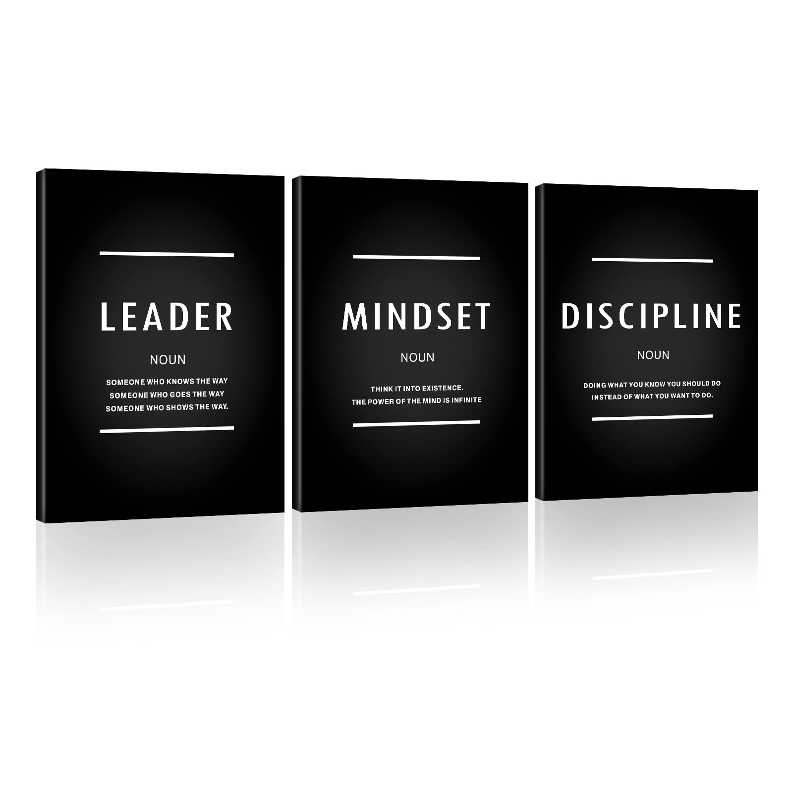 Hliwegns Motivational Mindset Canvas Wall Art, Inspiration Leader Discipline Quotes Reminder Decor Positive Affirmation Poster S