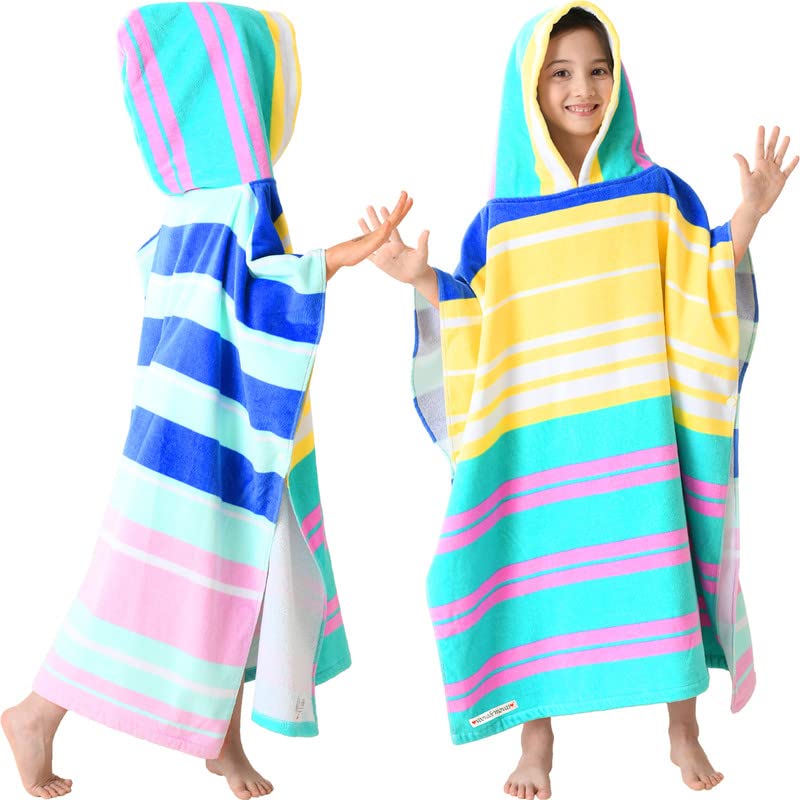 Voova & Movas Hooded Towels Poncho For Big Kids, Oversized (612Years,26X64) Made From 100% Soft Cotton,Perfect For Swimming |