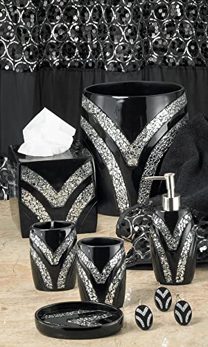 Zahari Home Sinatra Soap Dish Unique Design Stylish Bling Glass Mosaic D  Cor Soap Bar Holder, Black