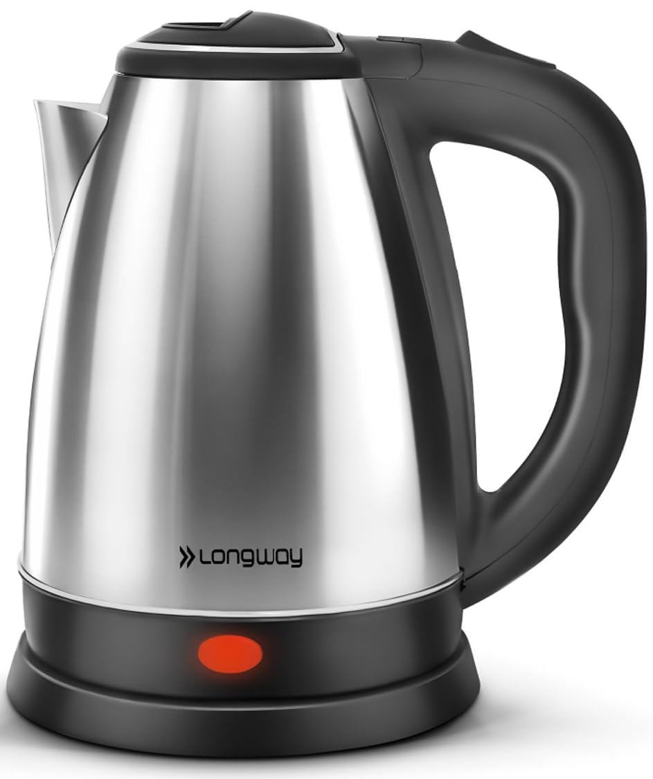 Longway Kestro 2 Liter Electric Kettle With Stainless Steel Body For Water Boiling, Tea/Coffee, Noodles And Soups (Black & Silve