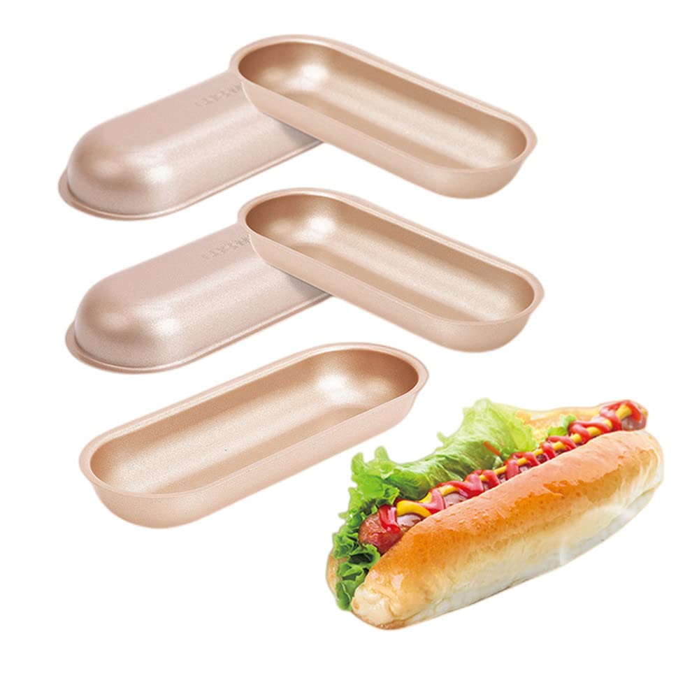 Xzjmy 5 Pack Mini Loaf Pan Baking Pan,7In Non-Stick Carbon Steel Hot Dog Loaf Pan Set For Diy Hot Dog, Bread Bakeware Mold
