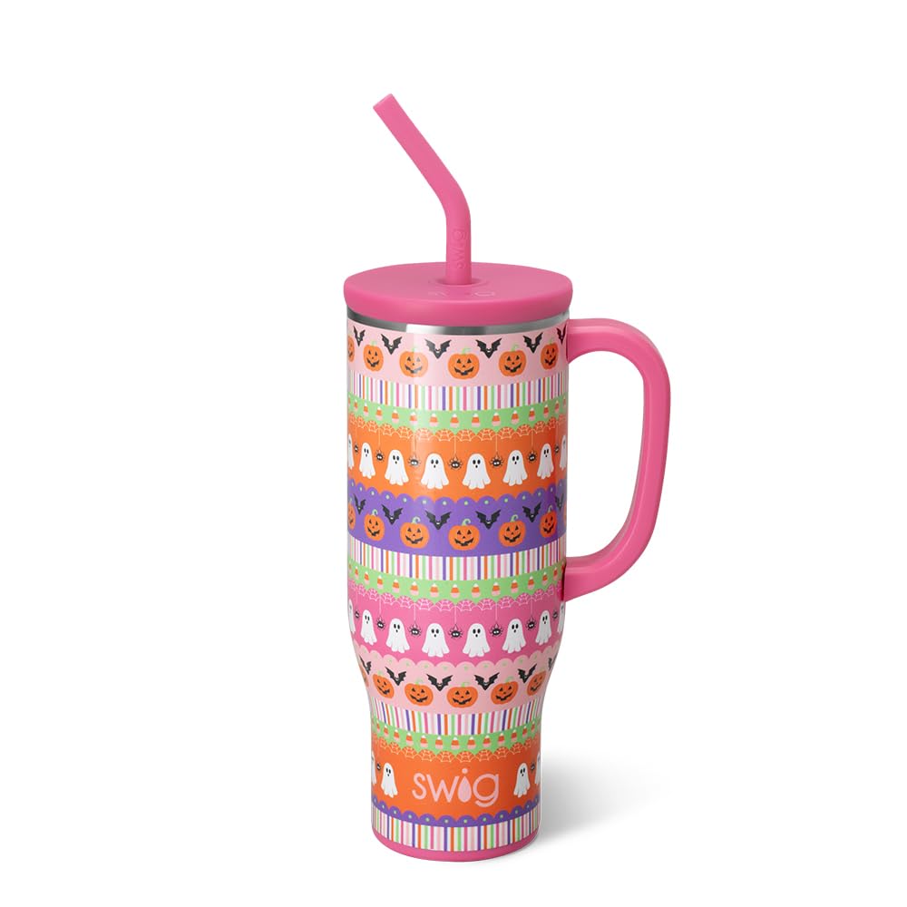 Swig Life 30oz Mega Mug, Halloween 30oz Tumbler with Handle and Straw, Large Insulated Tumblers, Cup Holder Friendly Travel Mug,